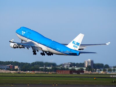 KLM Boeing 747-400 takeoff from Schiphol photo