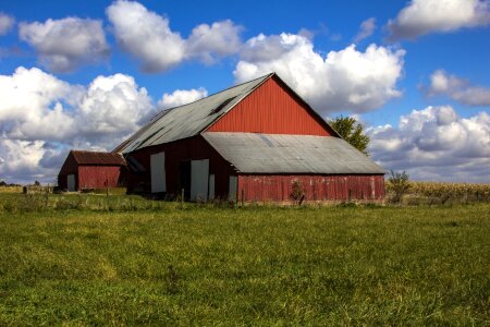 Blue sky rural farm