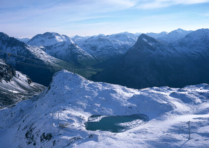 Landscape of Snow Mountain with Blue Sky photo