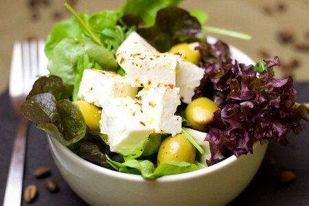 Salad Bowl with Feta Cheese photo