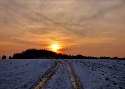 Sunset in the countryside in Luxembourg