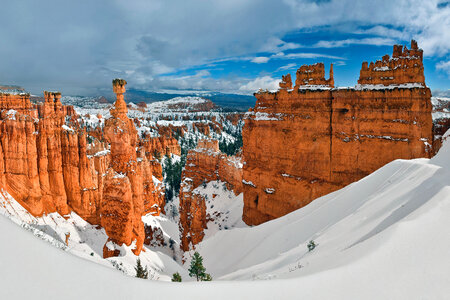 Winter Landscape with Thor's Hammer in Bryce Canyon National Park, Utah photo