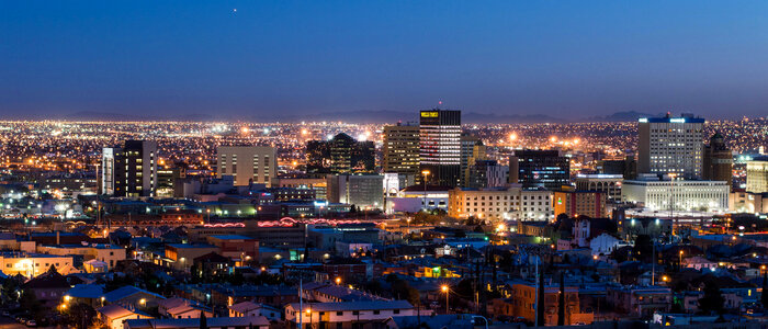 Night Cityscape with lights of El Paso, Texas photo
