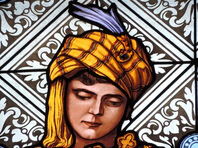 Portrait stained glass young woman