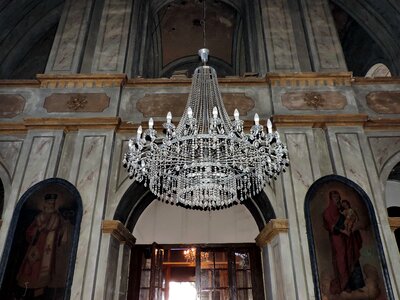 Chandelier church interior photo