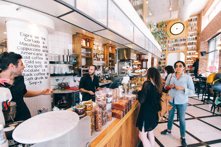 People inside the Coffee Shop in Tel-Aviv, Israel photo