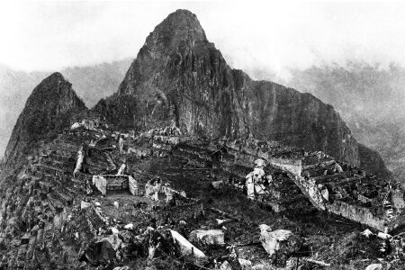 View of the city of Machu Picchu in 1912 in Peru photo