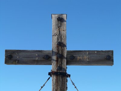 Wooden cross wood summit photo