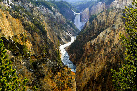Scenic river landscape at Yellowstone National Park, Wyoming photo