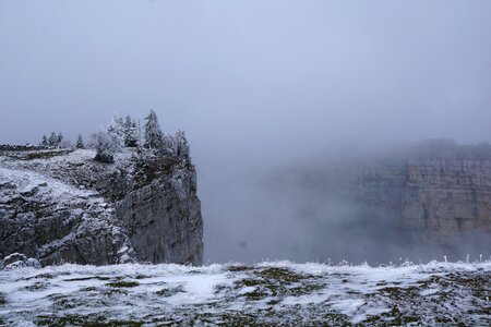 Switzerland cliff fog