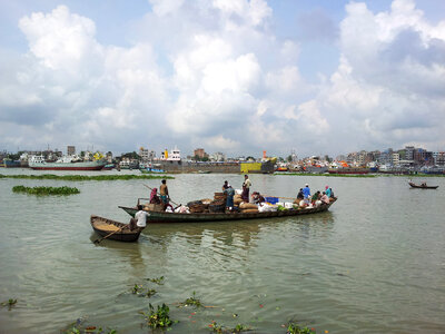 Boats on the River in Dhaka, Bangladesh photo