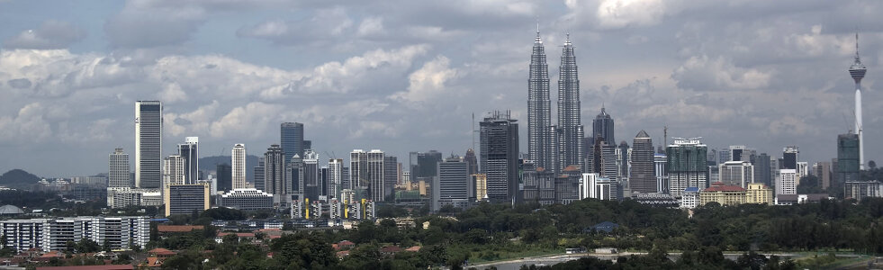 Skyline of Kuala Lumpur under the clouds in Malaysia