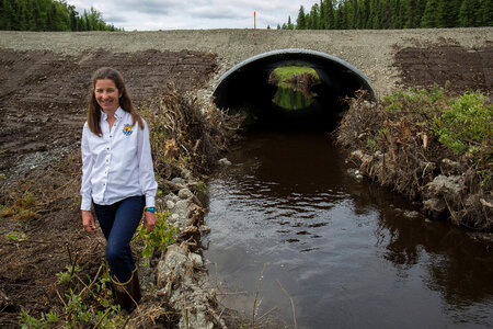 Fish passage engineer inspects new salmon friendly culvert-3