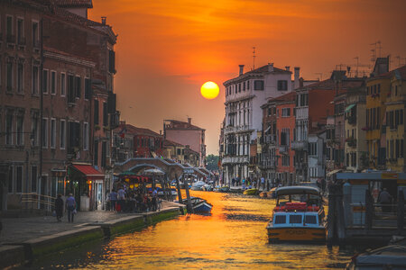Sunset at Canal, European City photo