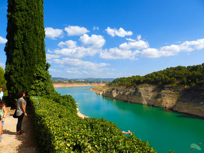 Blue-Green river flowing through the landscape photo