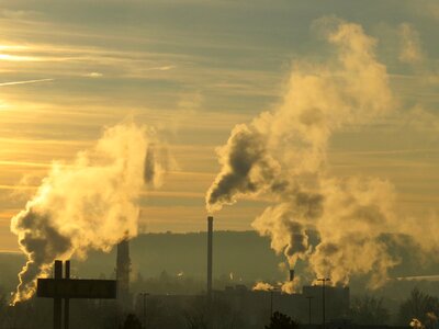 Pollution exhaust gases industrial plant photo