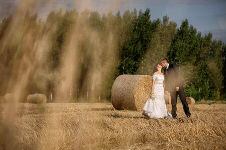 Hay Field haystack bride photo