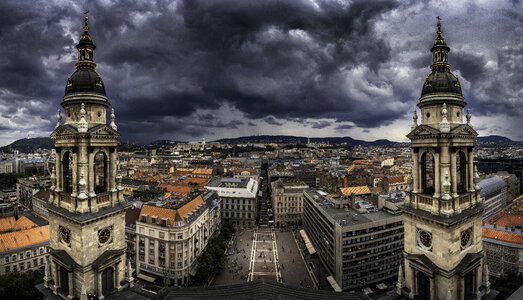 Panoramic View from St. Stephen's Basilica in Budapest, Hungary photo