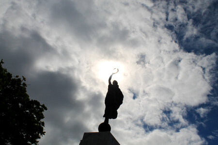 Statue under the sun in San Juan, Puerto Rico