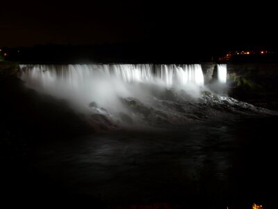 Waterfall night lighting photo