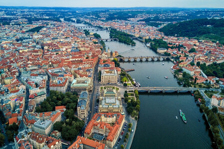 Amazing Historic Centre of Prague from aerial view