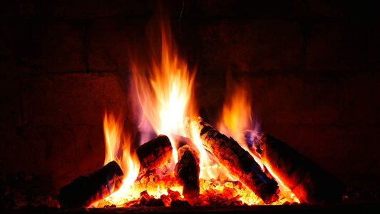 Burning fire fireplace photo