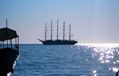 Ship sea sunset photo