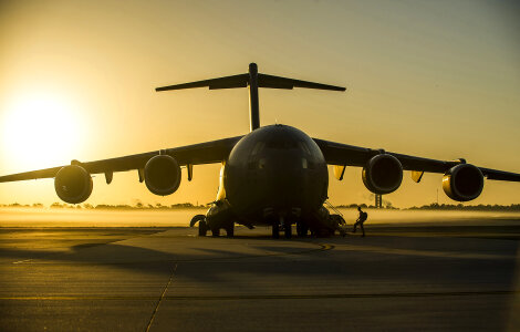 Airlift Wing boards a C-17 Globemaster III
