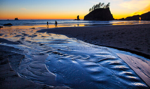 Mouth of the river emptying into the ocean photo