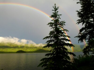 Double rainbow canim lake photo