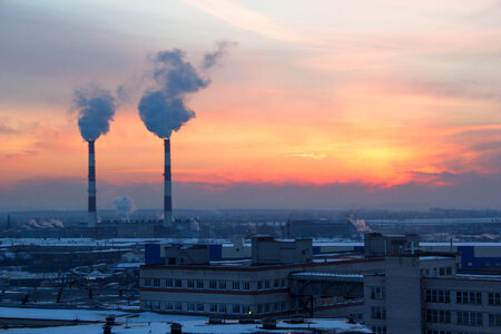 smoke and sunset photo