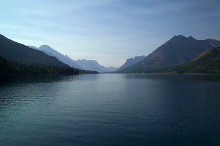 Lake Landscape with hills in Glacier National Park, Montana photo