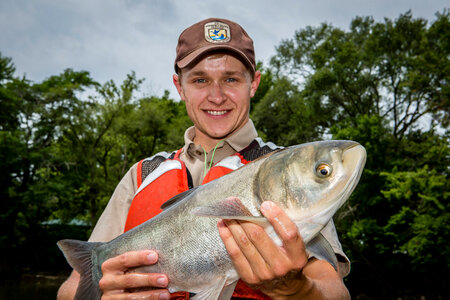 Fishery biologist with Silver carp-1