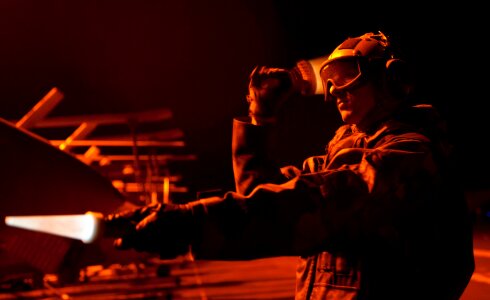 Aircraft carrier night operations ship