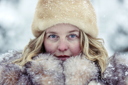 Woman in Winter Warm Clothing photo