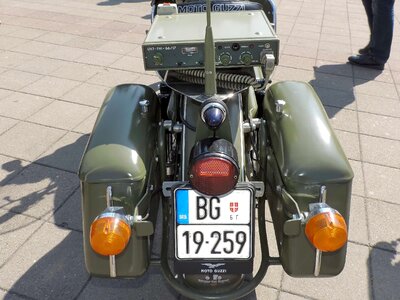 Military motorcycle parking lot photo