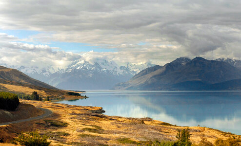 Lake Pukaki and Mount Cook in the Background photo