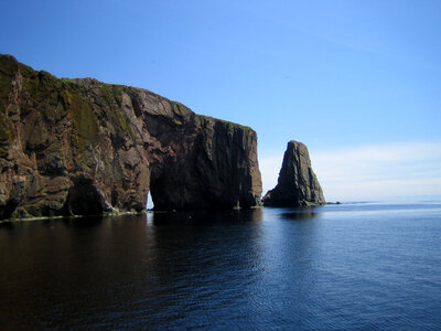 Perce Rock and landscape in Quebec, Canada photo