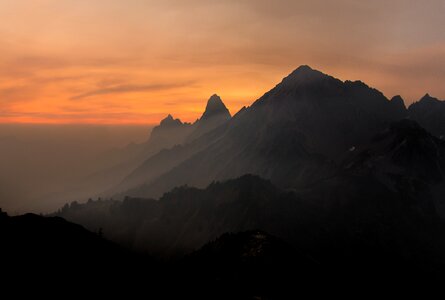 Mountain range at sunset photo