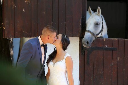 Barn horse bride photo