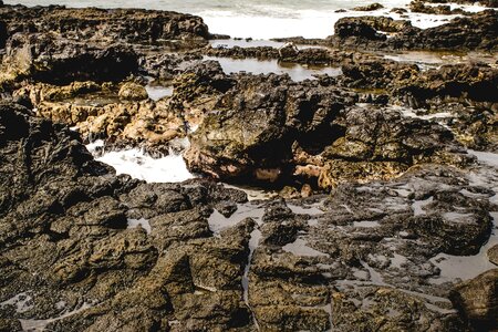 Beach big rocks coast