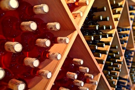 Wine Bottles on Rack photo