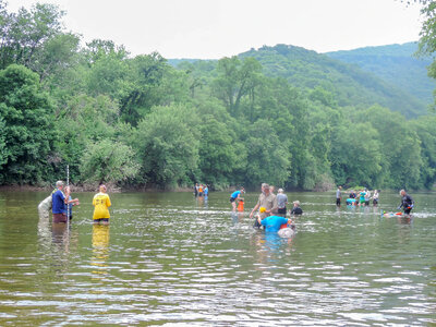 Students surveying freshwater mussels-2