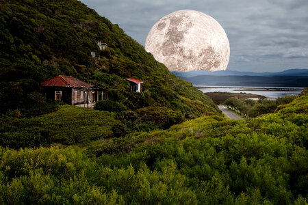 Super Moonrise over the hill photo