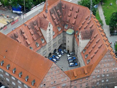 Architecture courtyard service building