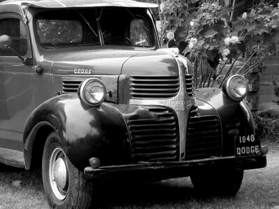 Old 1946 dodge black and white photo