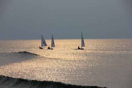 Sailing vessel sail wave photo