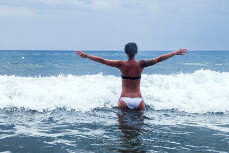 Girl sea solitary photo