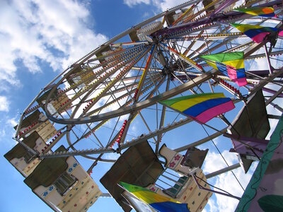 ferris wheel on blue sky background photo
