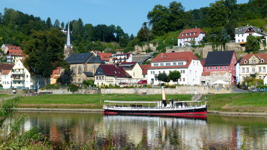Idyllic spa town on the Elbe in Saxon Switzerland in Germany photo